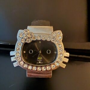 Rhinestone Cat Face Watch - Looks like Hello Kitty merch